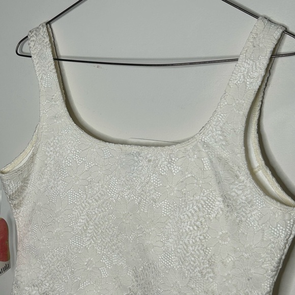 Arula Women’s 1X Gardenia Lace Crop Faux Corset Top Cream Scoop Neck Boho Floral - Picture 7 of 8